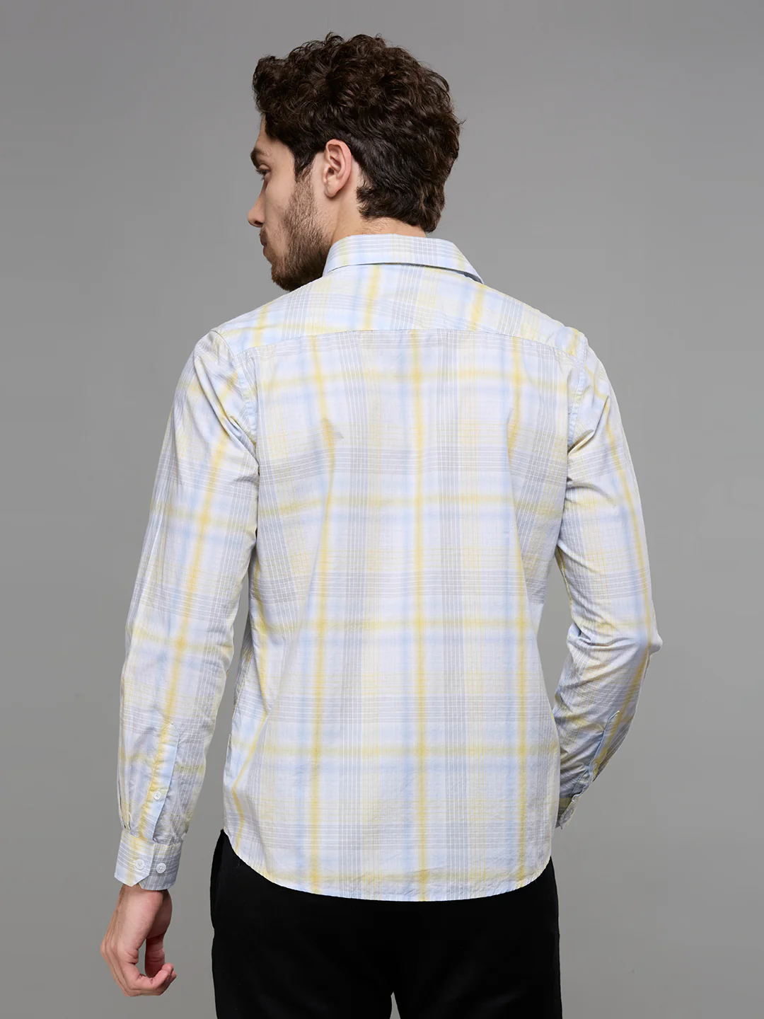 Men's Blue Checks Slim Fit Shirts - Image 6