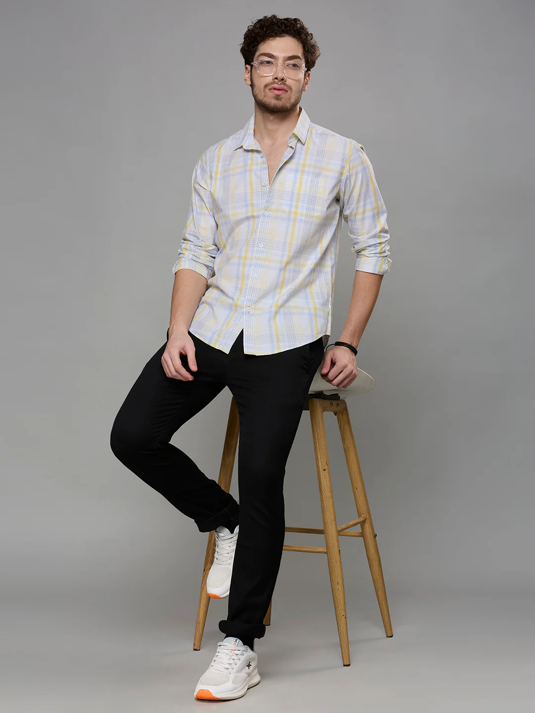 Men's Blue Checks Slim Fit Shirts - Image 8