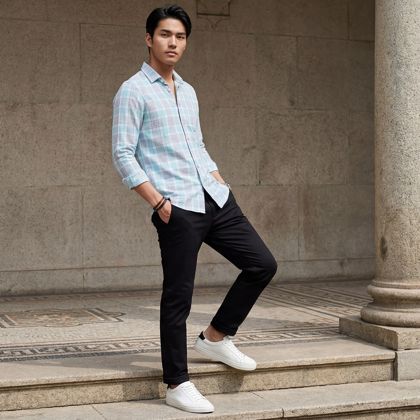 Men's Blue Checks Slim Fit Shirts