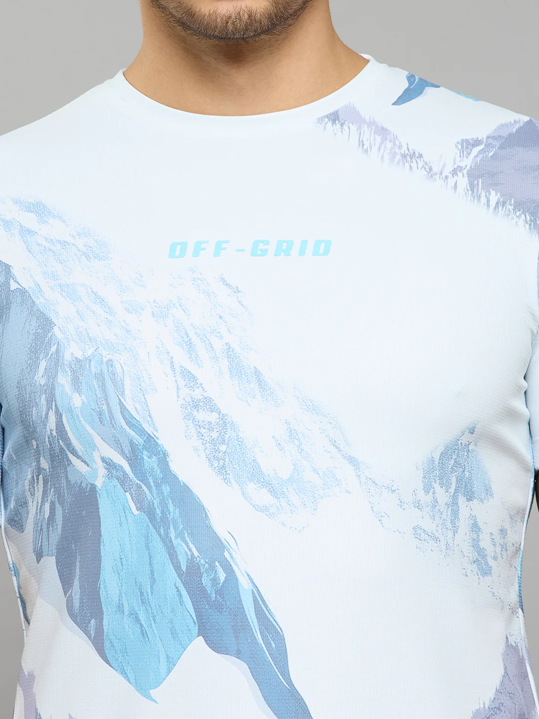 Men's Blue Printed Slim Fit T-Shirts - Image 5