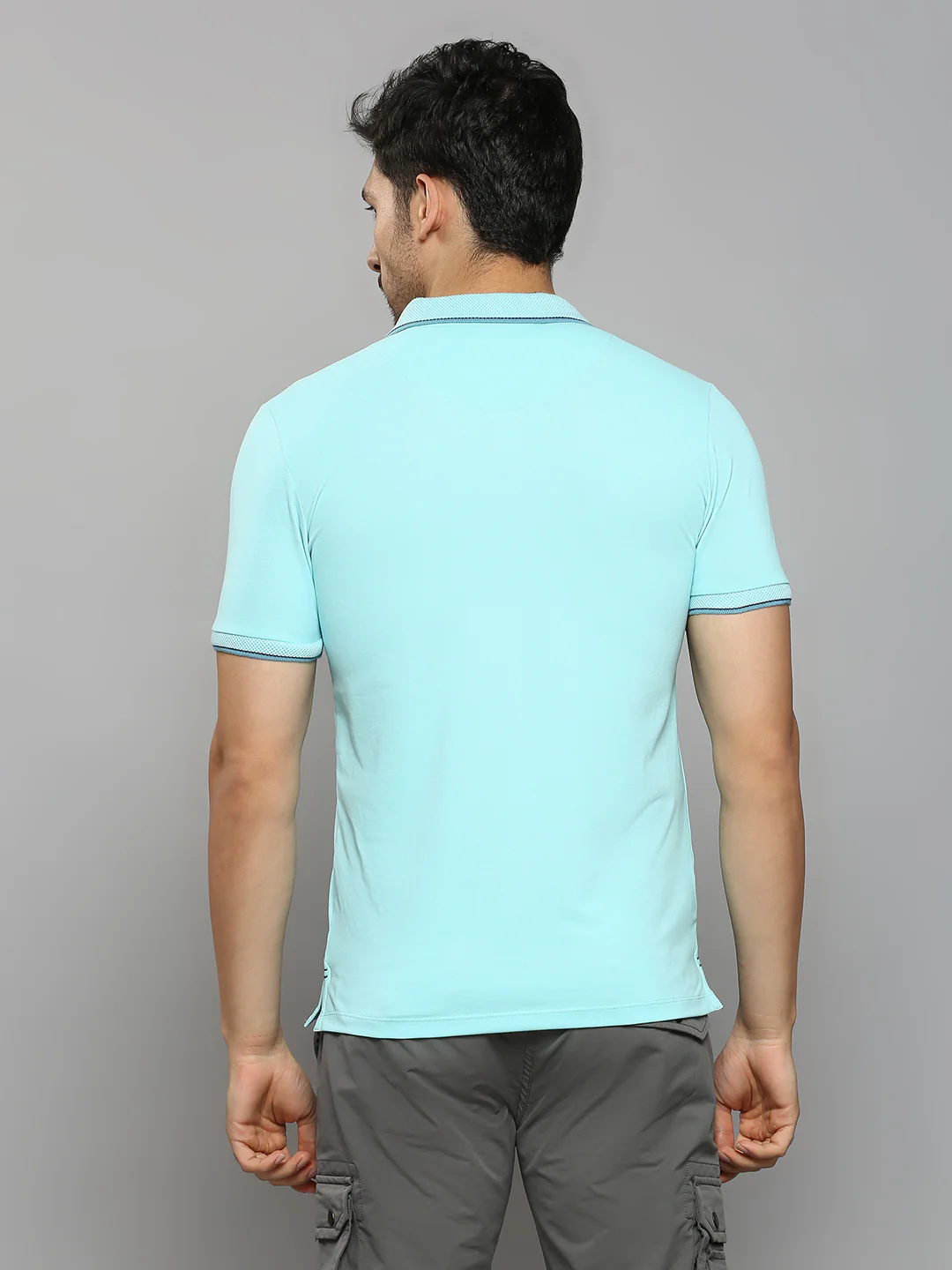Men's Blue Printed Slim Fit T-Shirts - Image 4