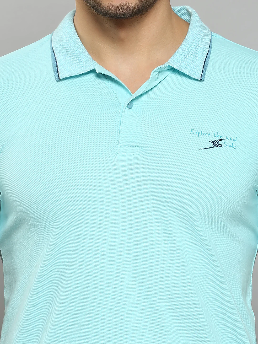 Men's Blue Printed Slim Fit T-Shirts - Image 5