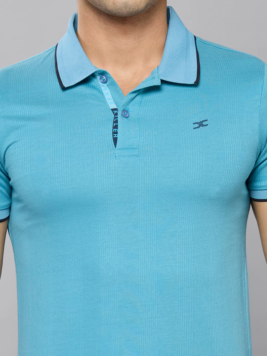 Men's Blue Printed Slim Fit T-Shirts - Image 5