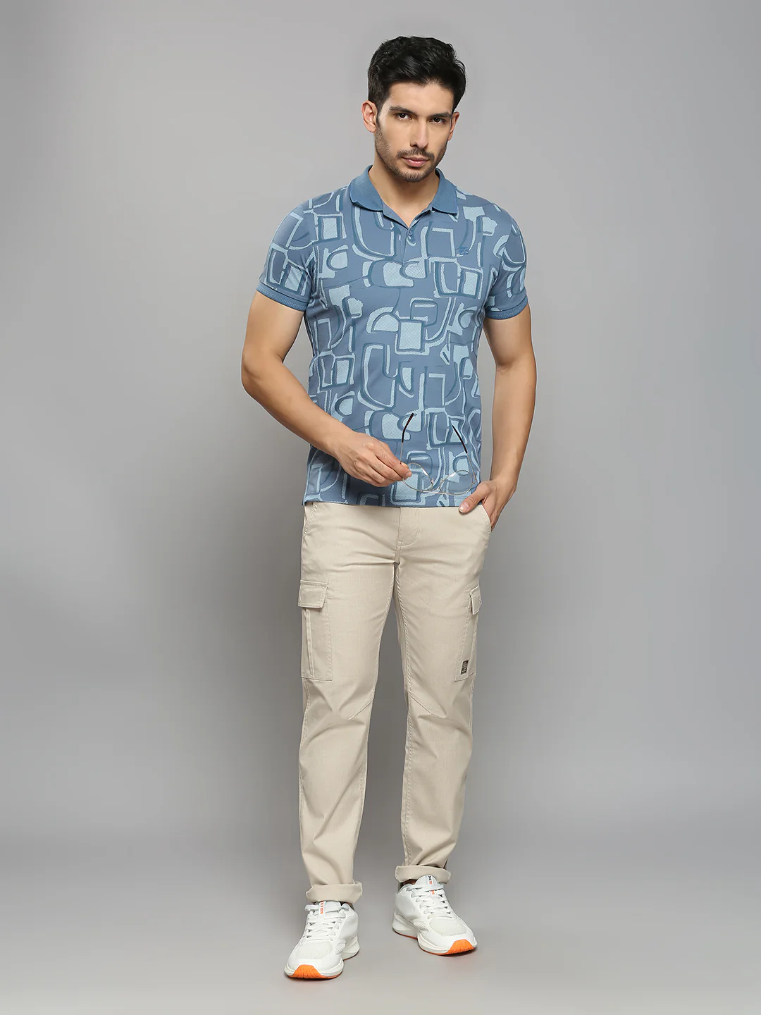 Men's Blue Printed Slim Fit T-Shirts - Image 6