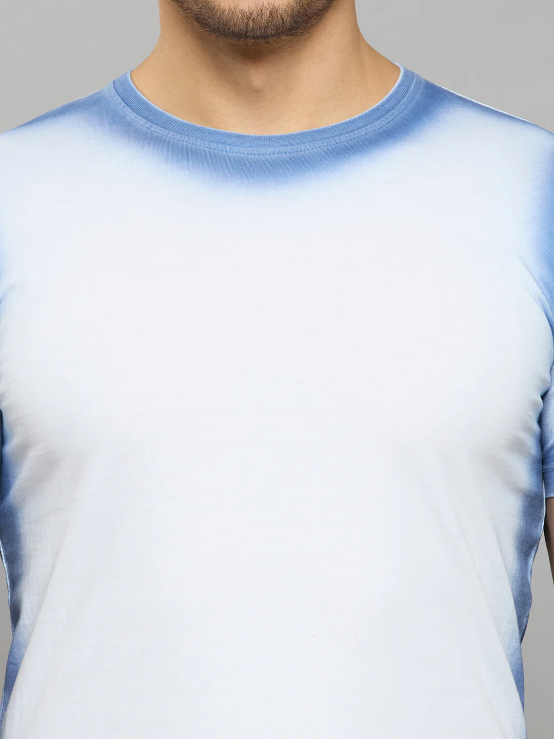 Men's Blue Printed Slim Fit T-Shirts - Image 5