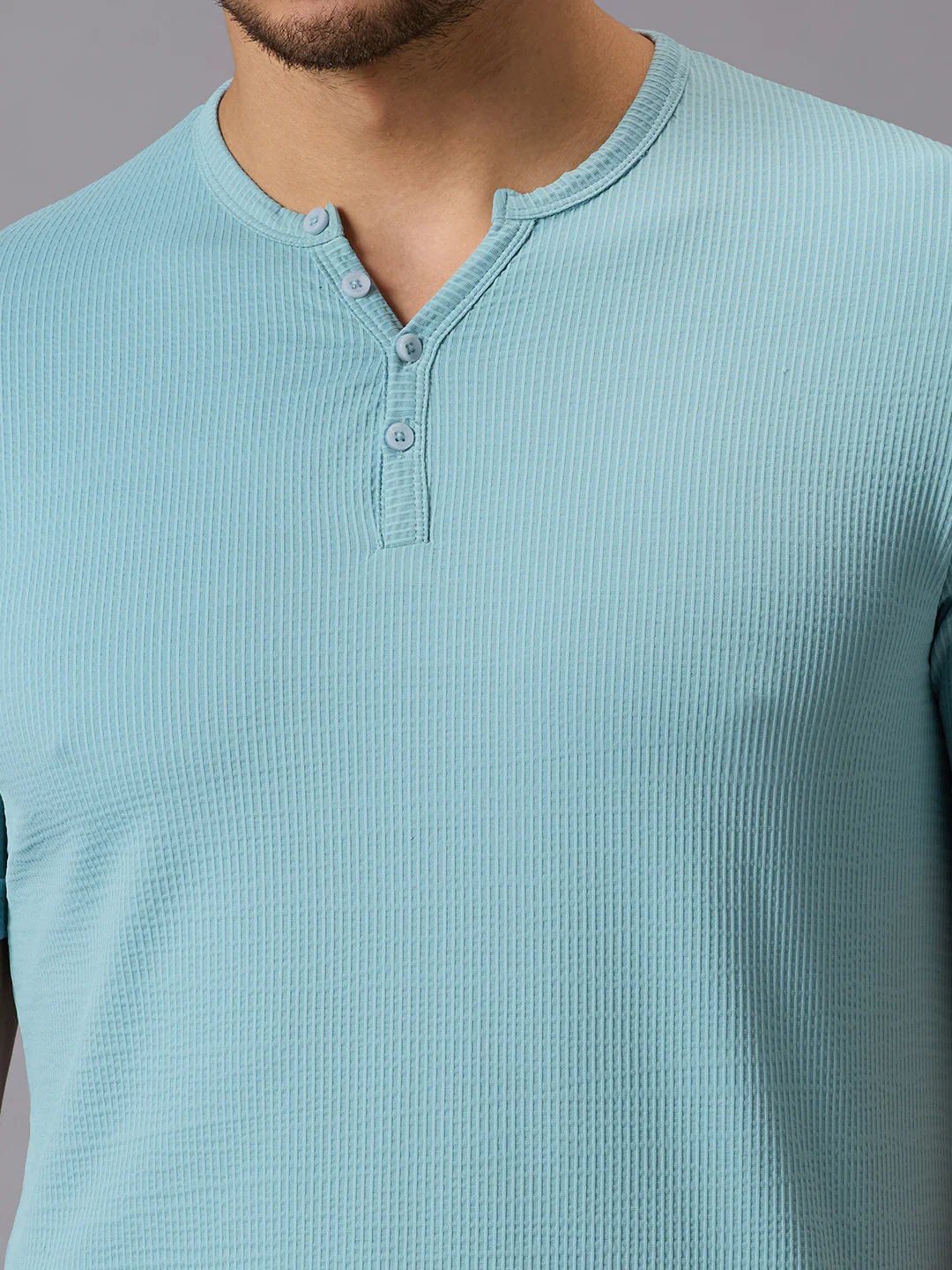 Men's Blue Printed Slim Fit T-Shirts - Image 5