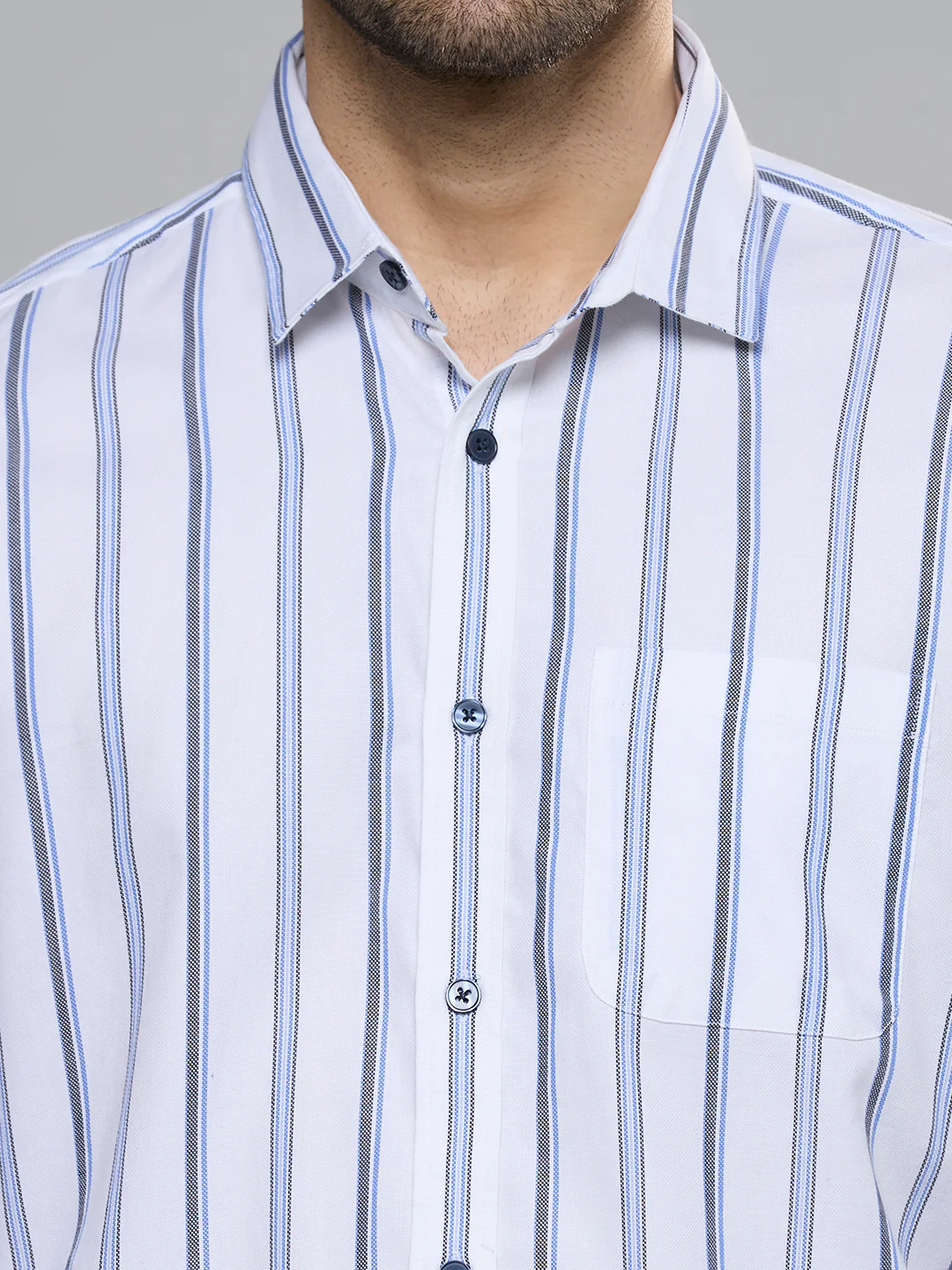 Men's Blue Stripe Slim Fit Shirts - Image 8