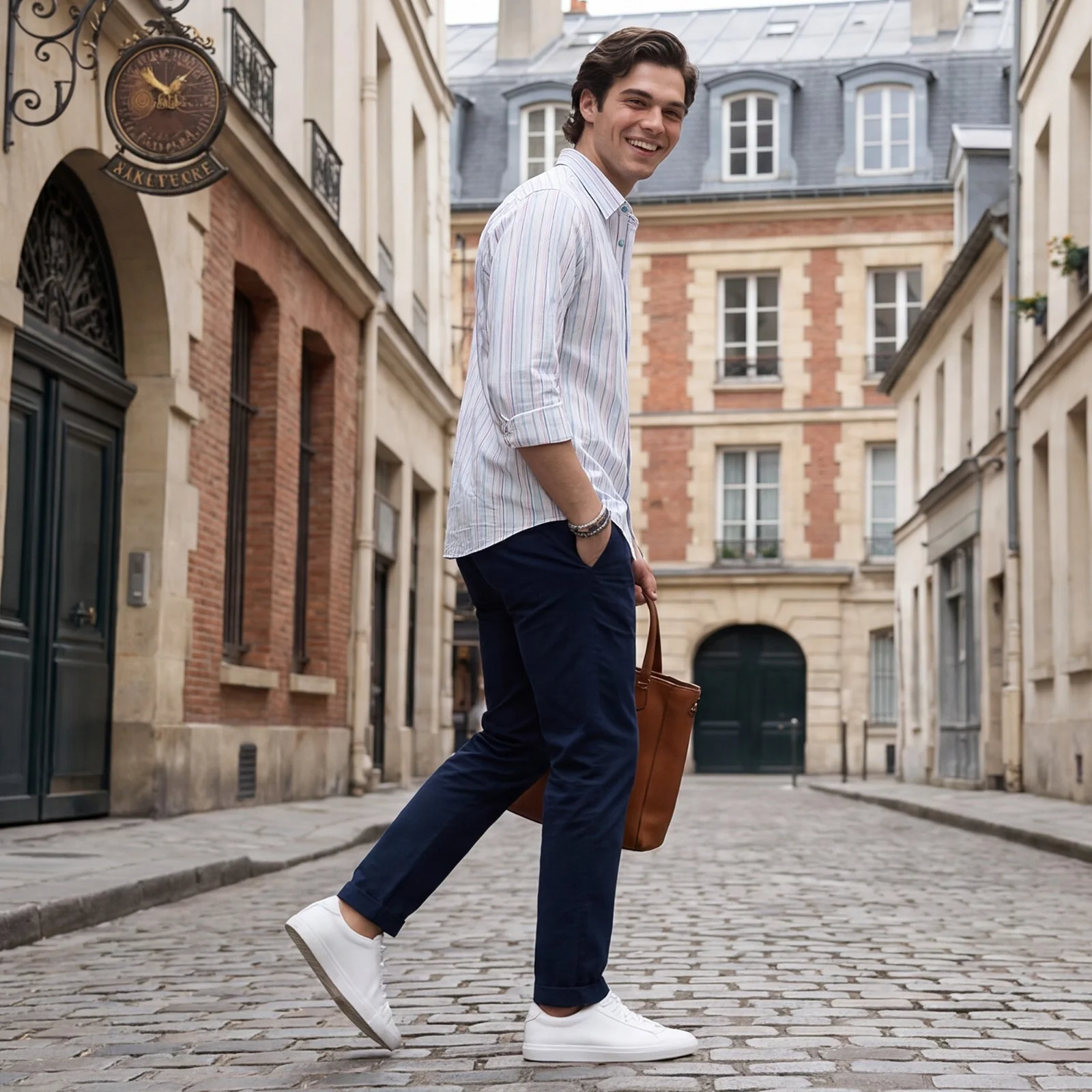 Men's Blue Stripe Slim Fit Shirts