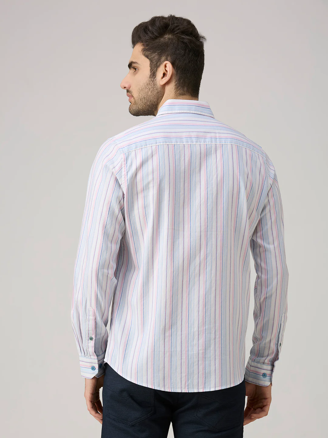 Men's Blue Stripe Slim Fit Shirts - Image 6