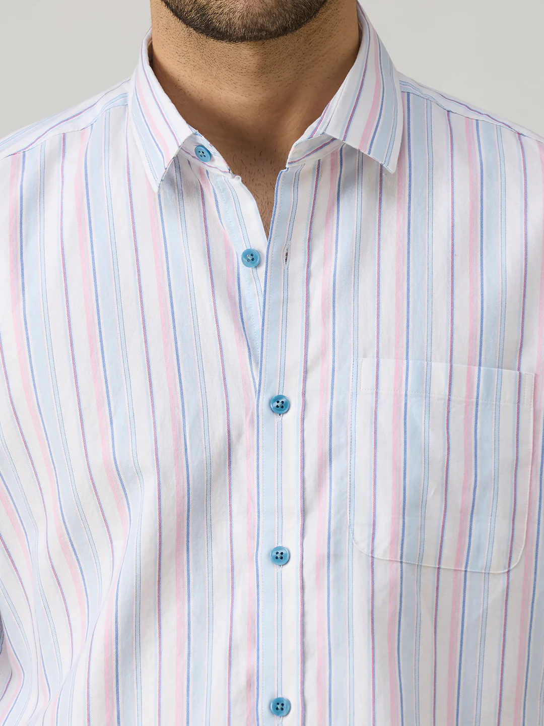 Men's Blue Stripe Slim Fit Shirts - Image 7