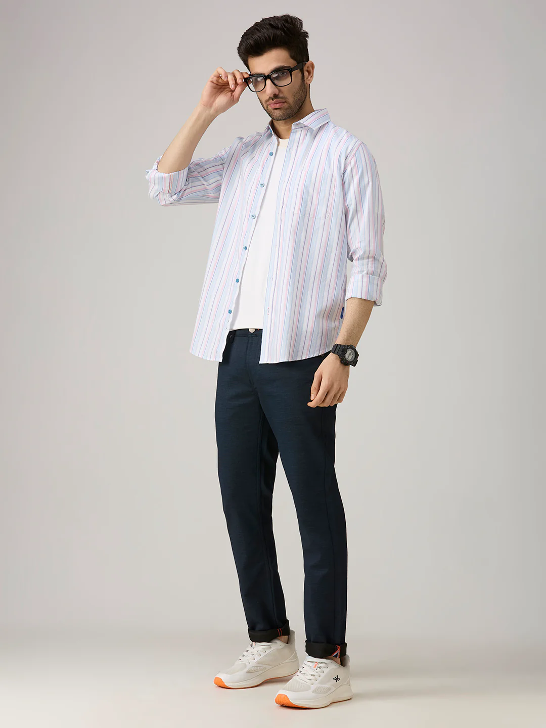 Men's Blue Stripe Slim Fit Shirts - Image 8