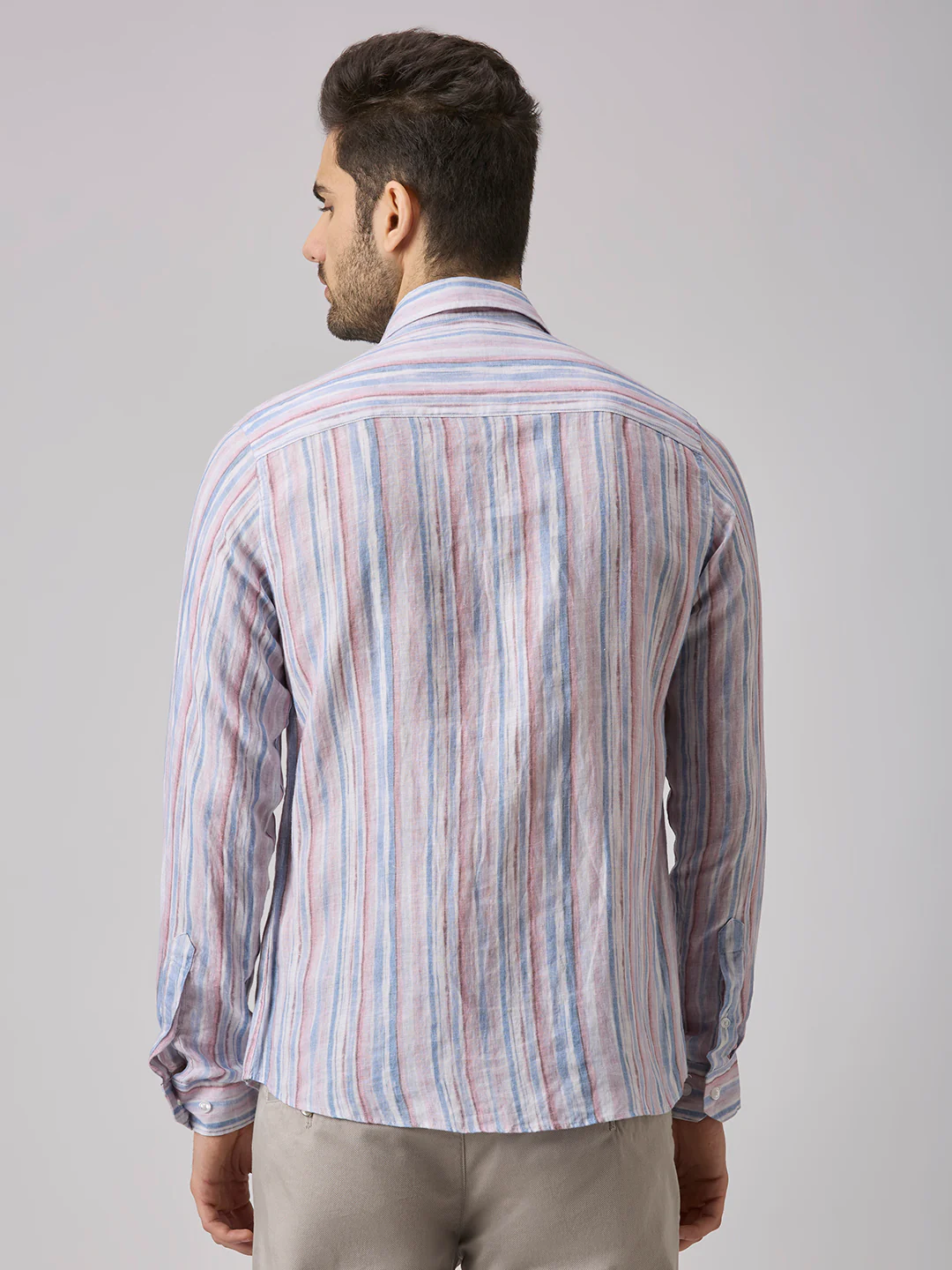 Men's Blue Stripe Slim Fit Shirts - Image 6