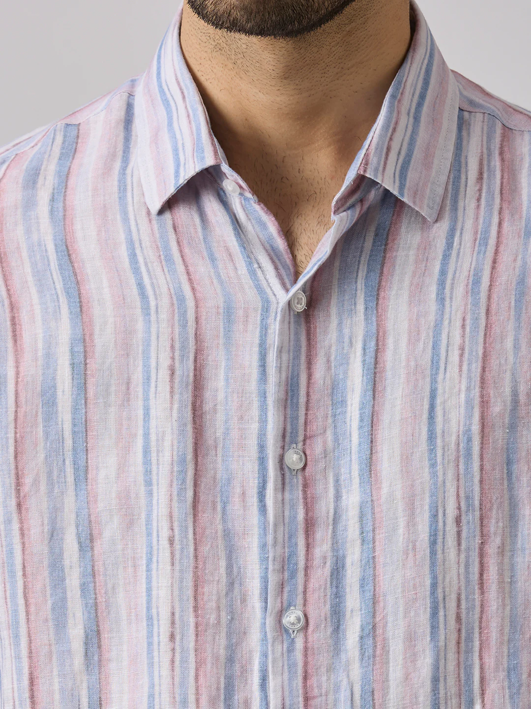 Men's Blue Stripe Slim Fit Shirts - Image 7