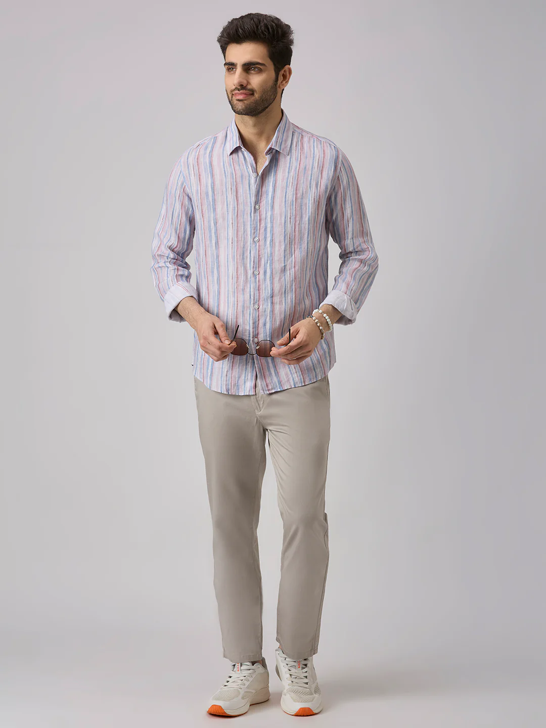 Men's Blue Stripe Slim Fit Shirts - Image 8