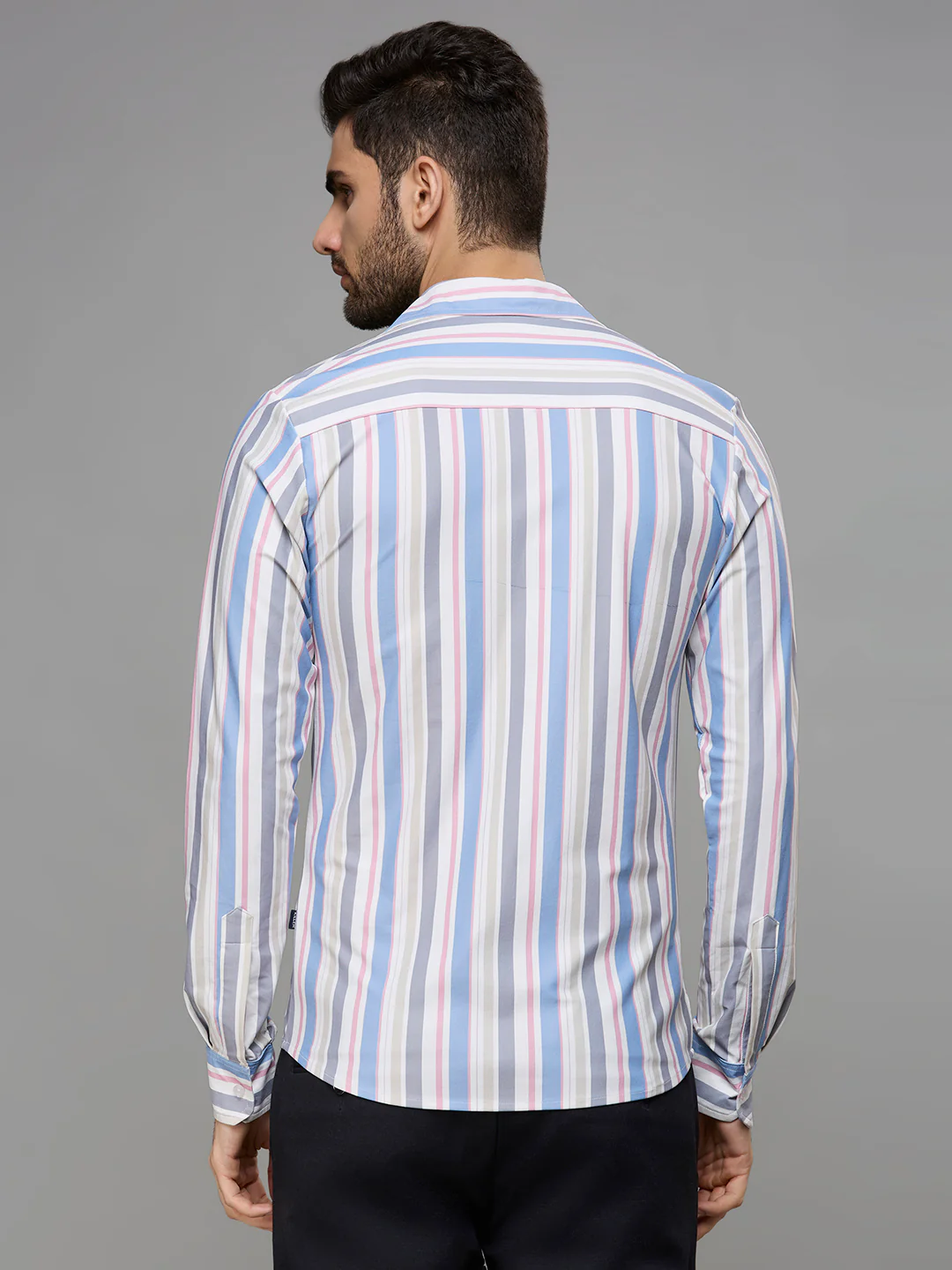 Men's Blue Stripe Slim Fit Shirts - Image 6