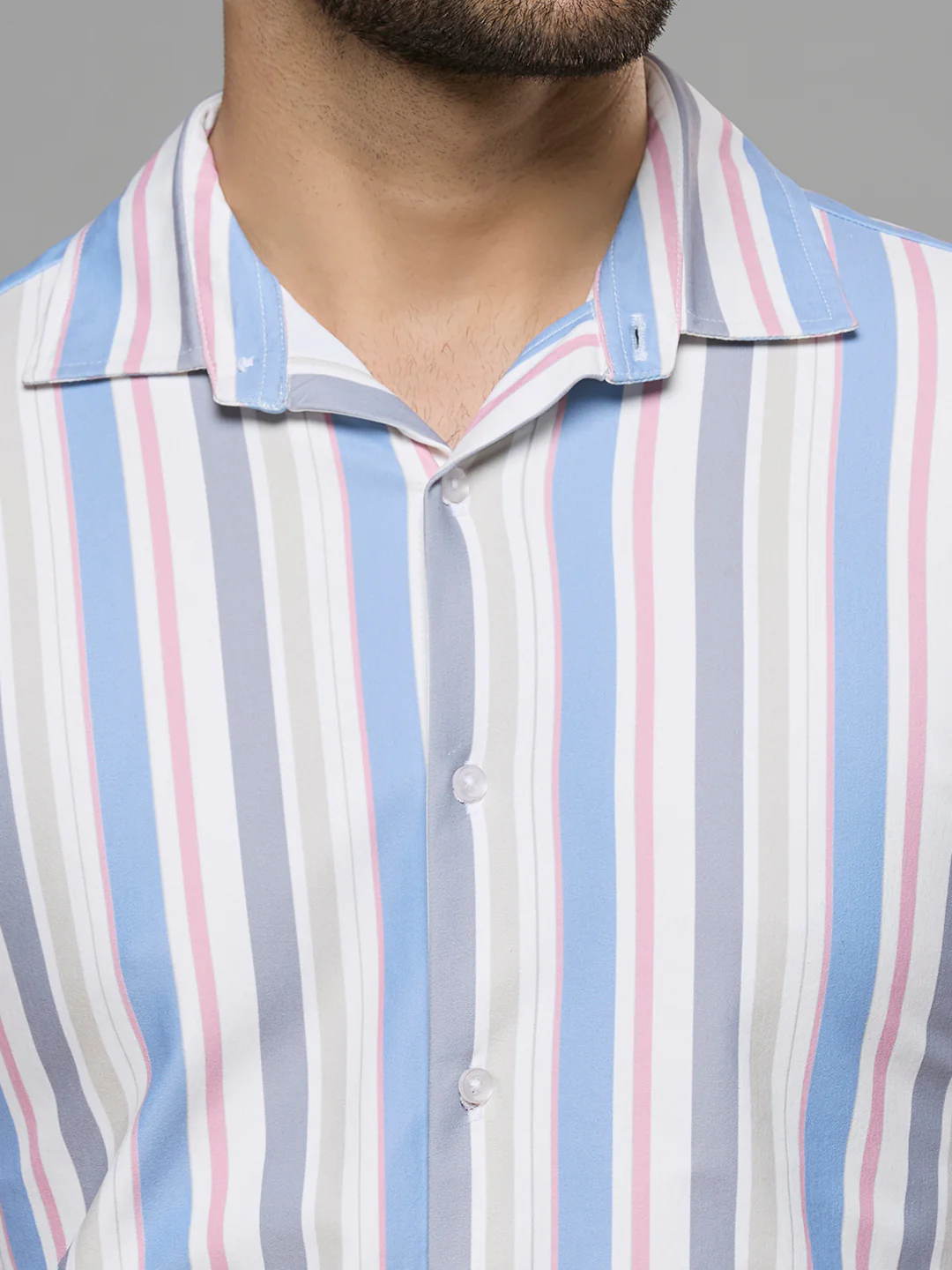 Men's Blue Stripe Slim Fit Shirts - Image 7