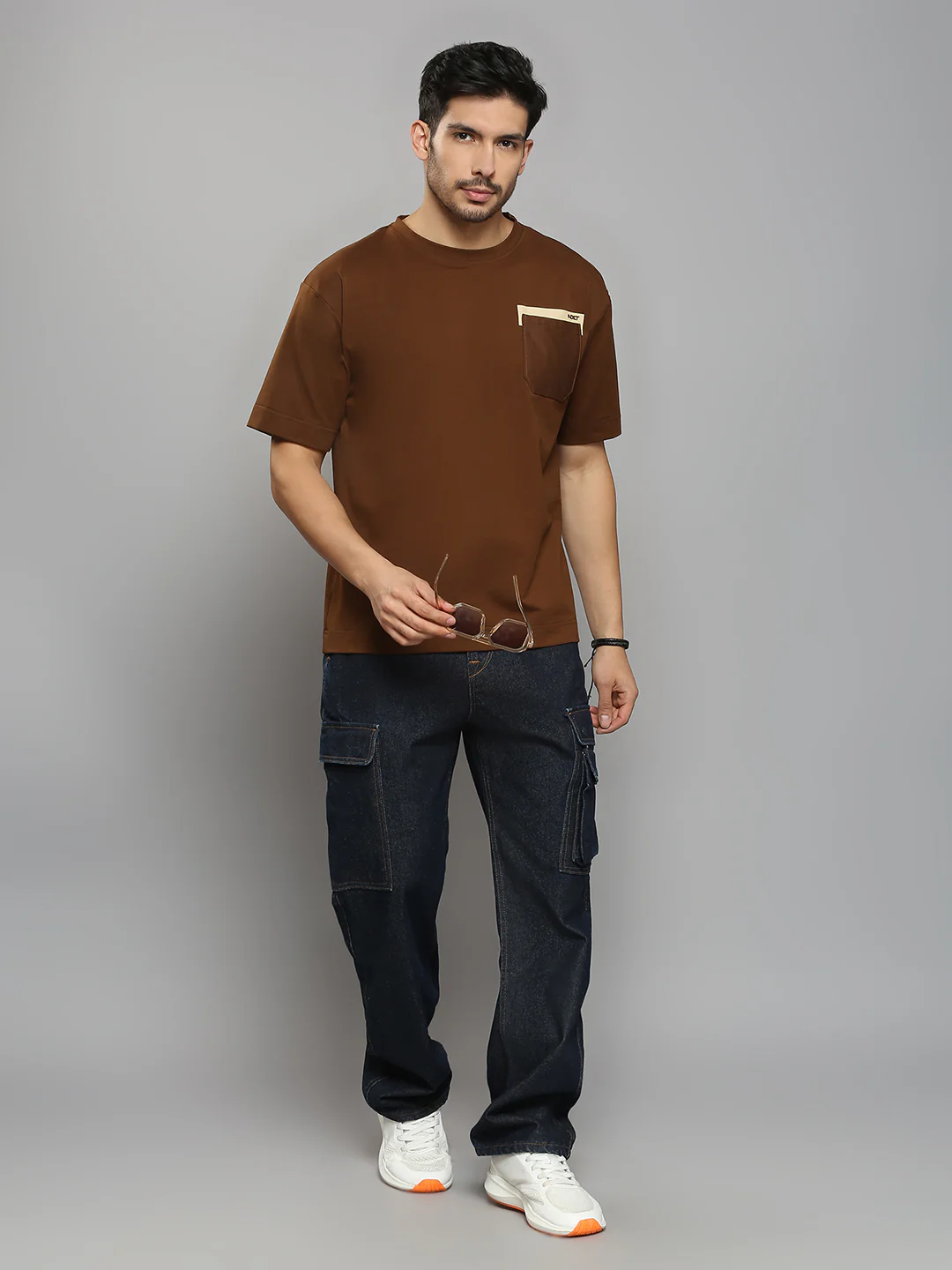 Men's Brown Printed Oversized Fit T-Shirts - Image 6