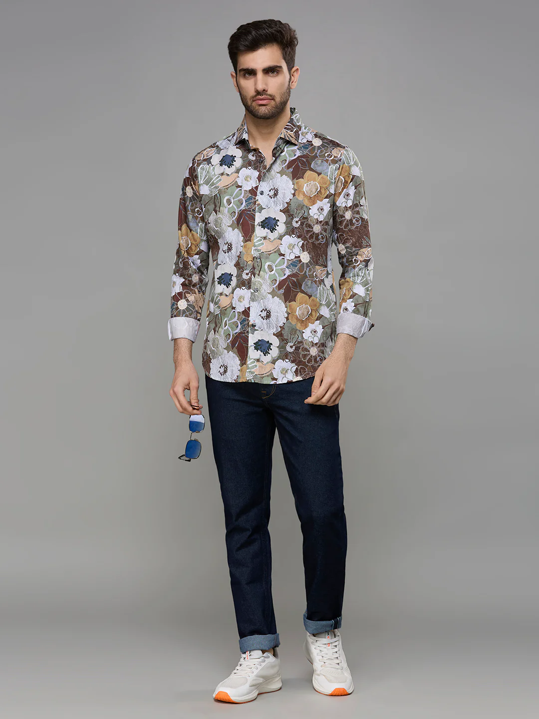 Men's Brown Printed Slim Fit Shirts - Image 8