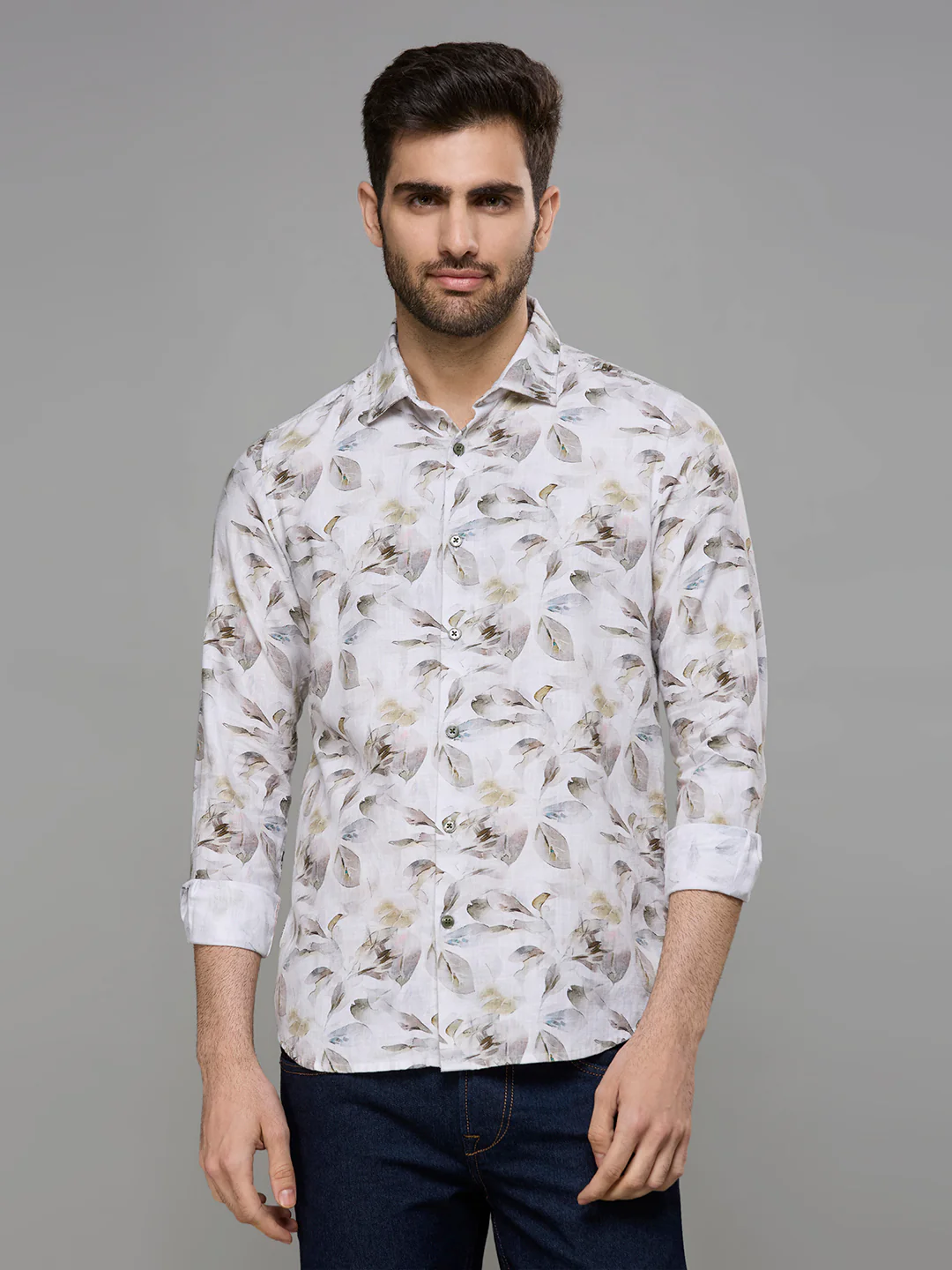 Men's Brown Printed Slim Fit Shirts - Image 3