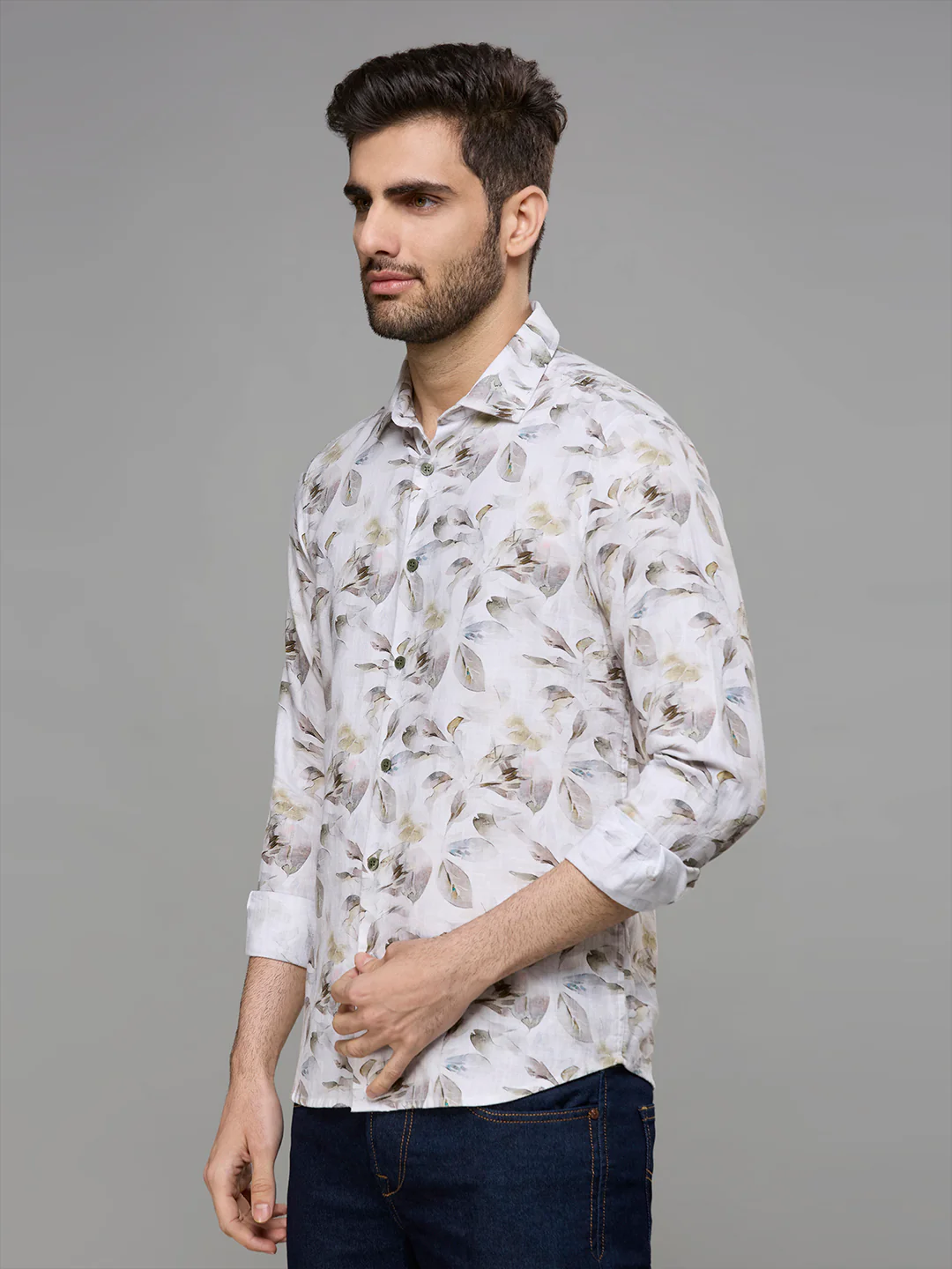 Men's Brown Printed Slim Fit Shirts - Image 4