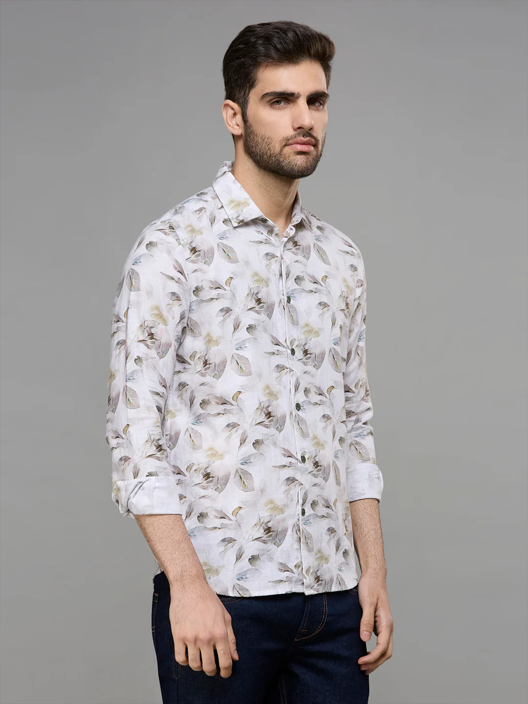 Men's Brown Printed Slim Fit Shirts - Image 5