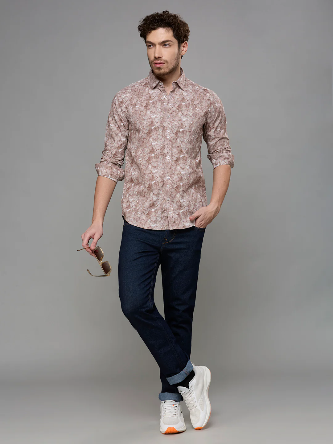 Men's Brown Printed Slim Fit Shirts - Image 8