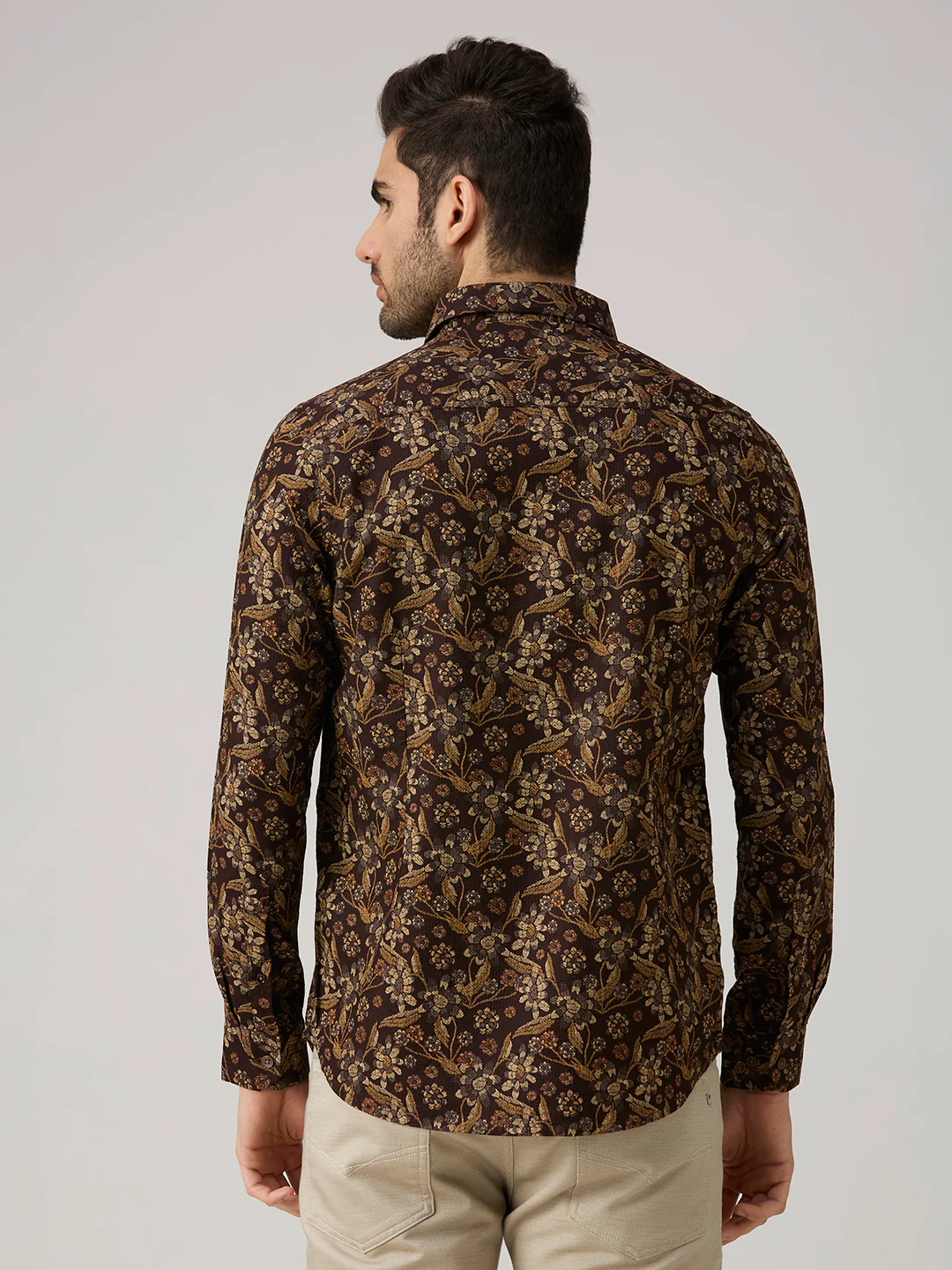 Men's Brown Printed Slim Fit Shirts - Image 7