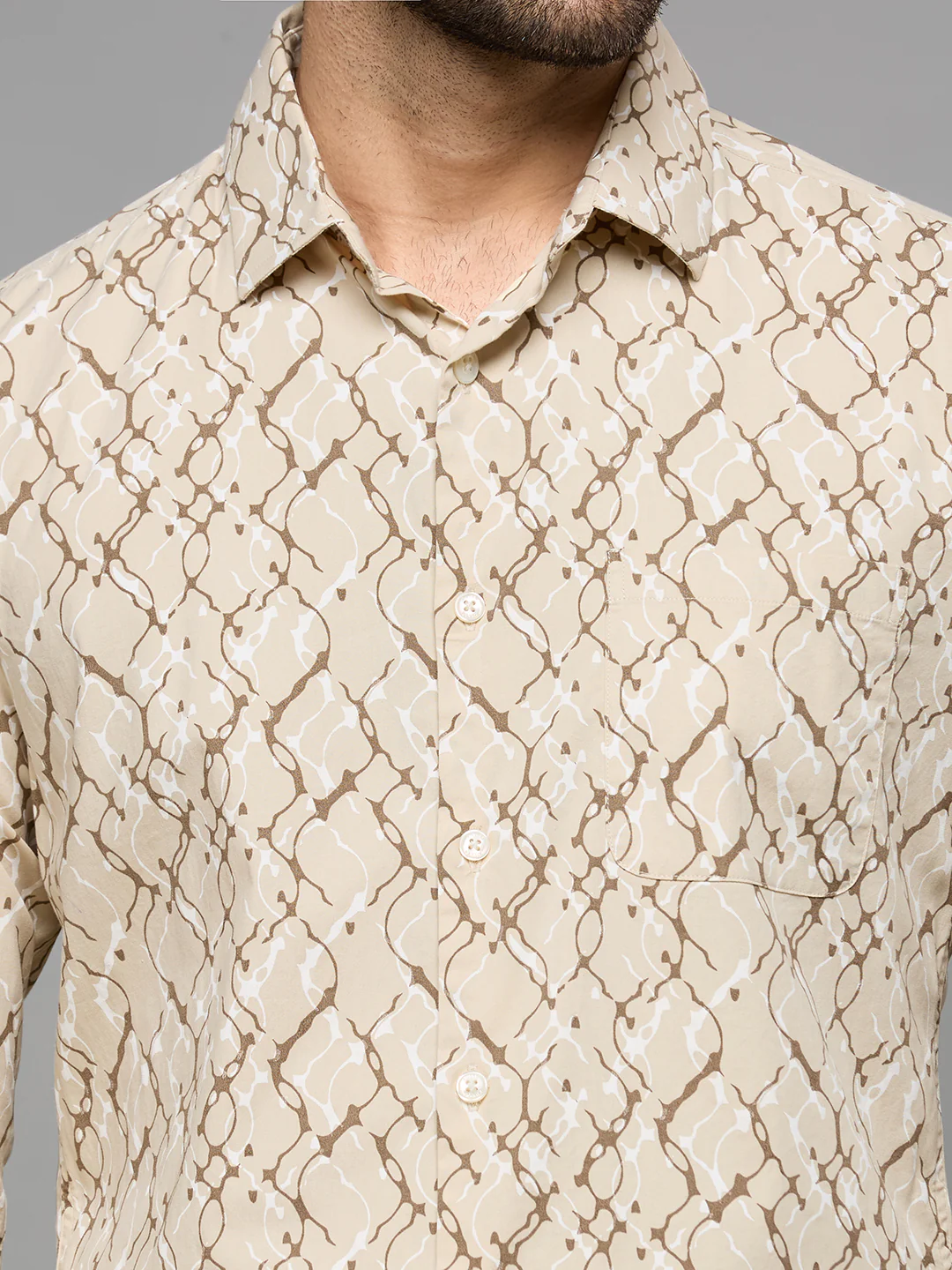 Men's Brown Printed Slim Fit Shirts - Image 7