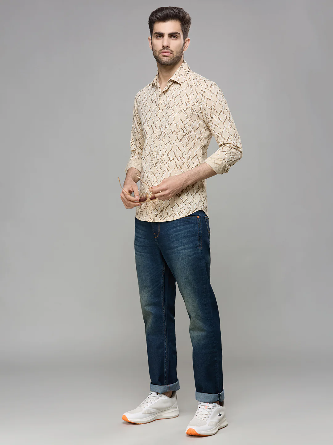 Men's Brown Printed Slim Fit Shirts - Image 8