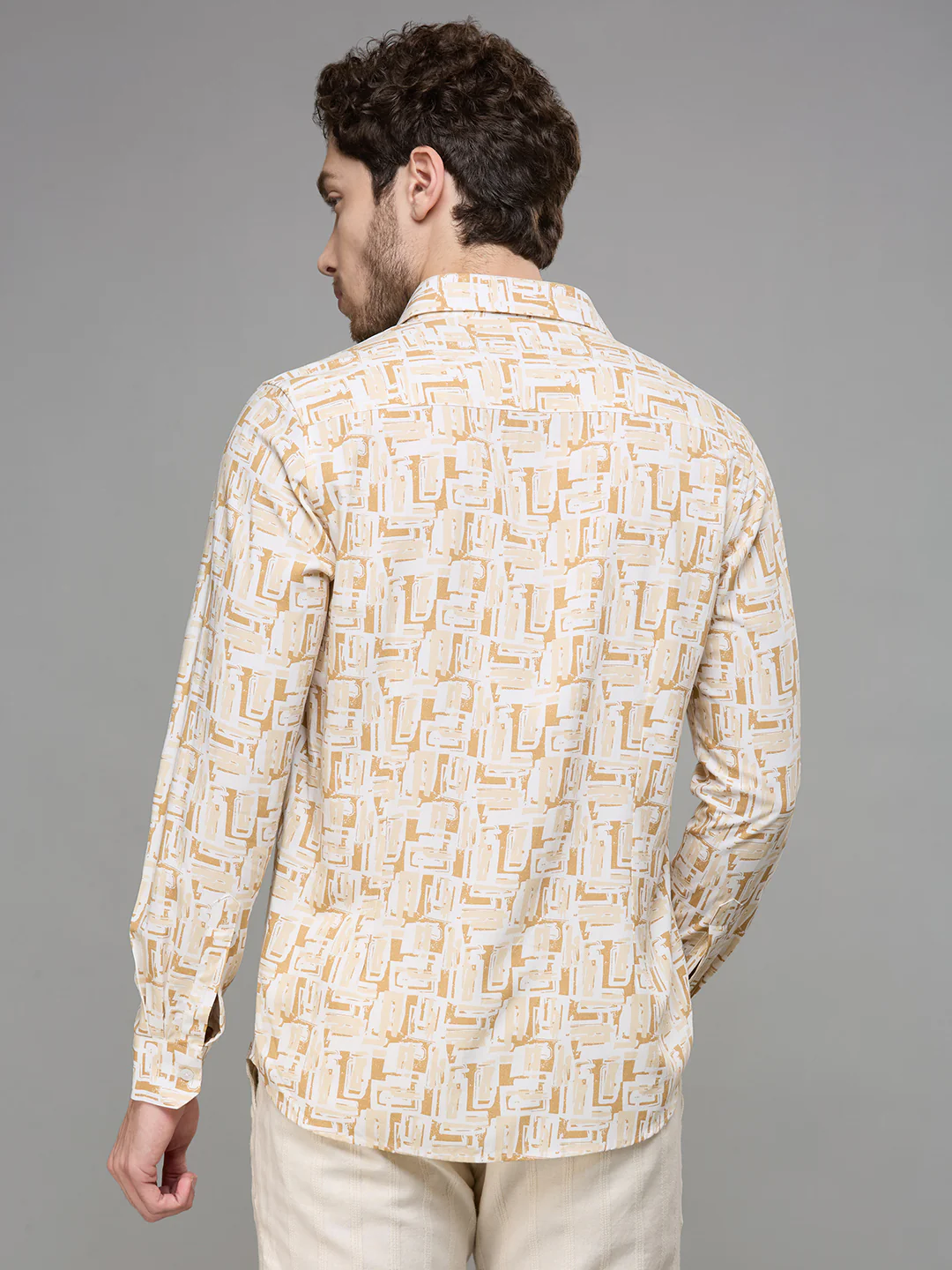 Men's Brown Printed Slim Fit Shirts - Image 7
