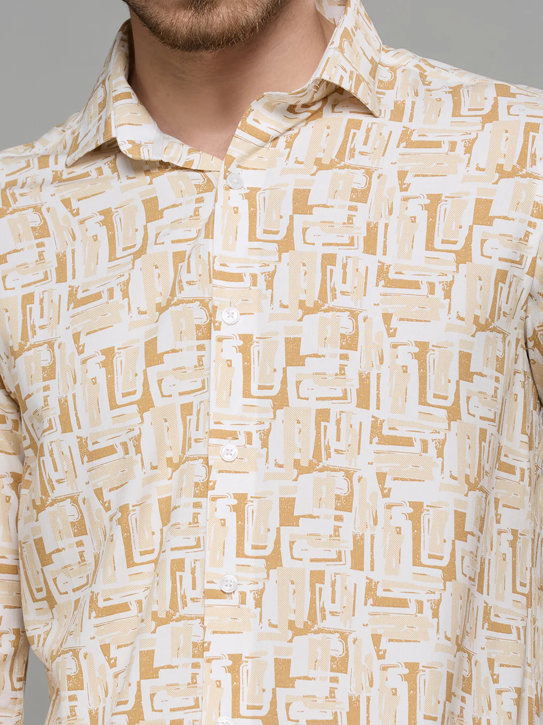 Men's Brown Printed Slim Fit Shirts - Image 8