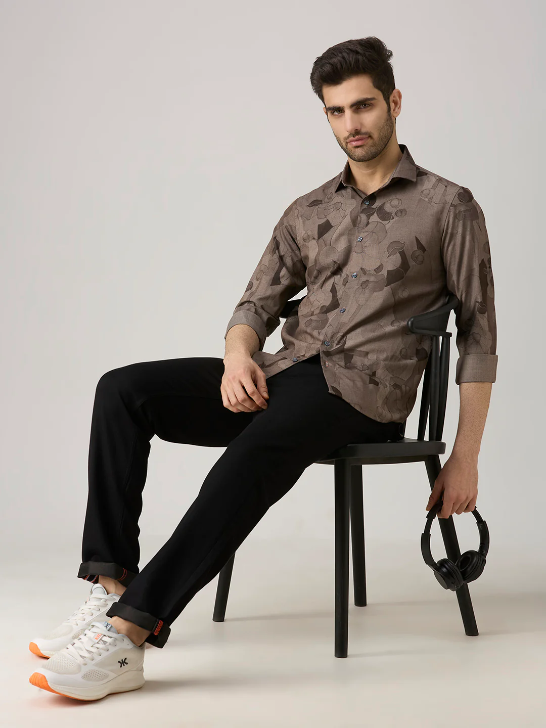 Men's Brown Printed Slim Fit Shirts - Image 8