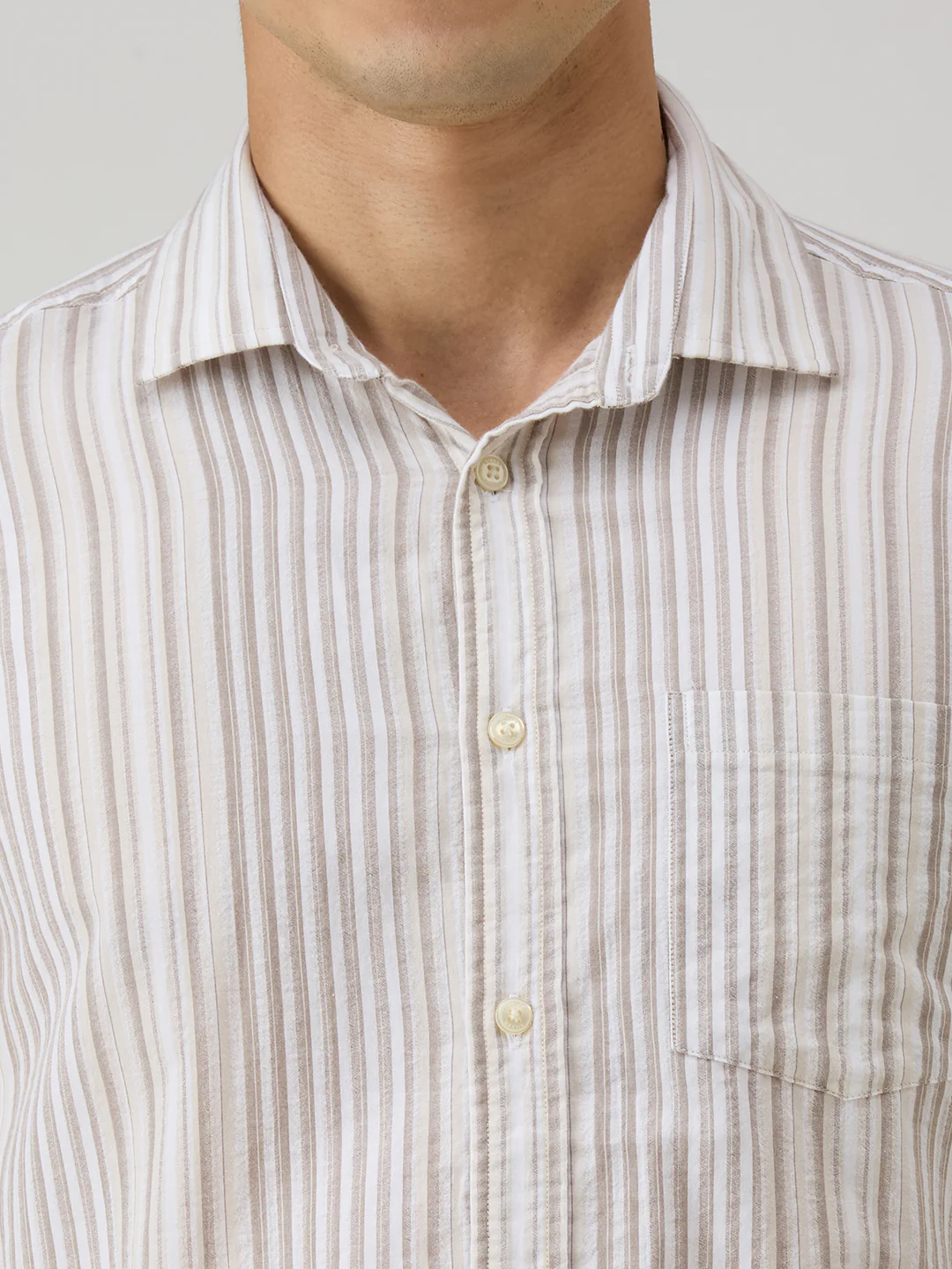 Men's Brown Stripe Slim Fit Shirts - Image 7
