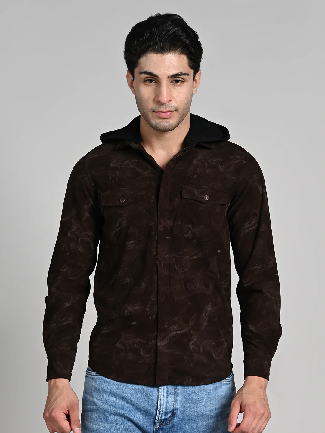 Men's Coffee Printed Straight Fit Shirts - Image 4