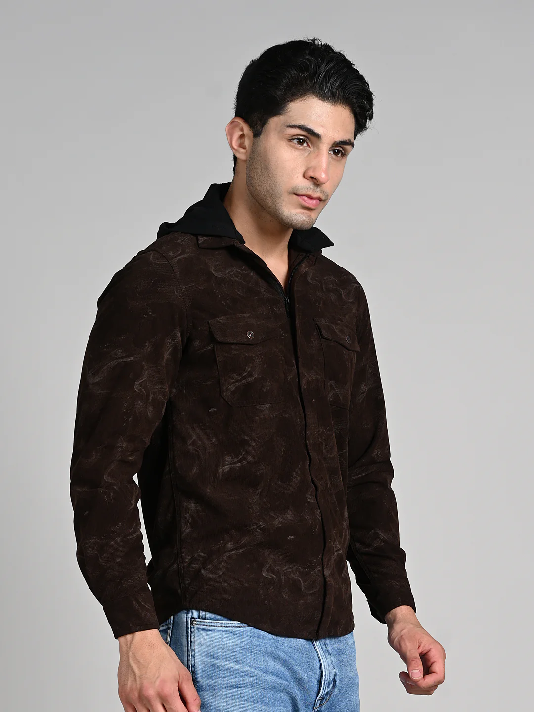 Men's Coffee Printed Straight Fit Shirts - Image 5