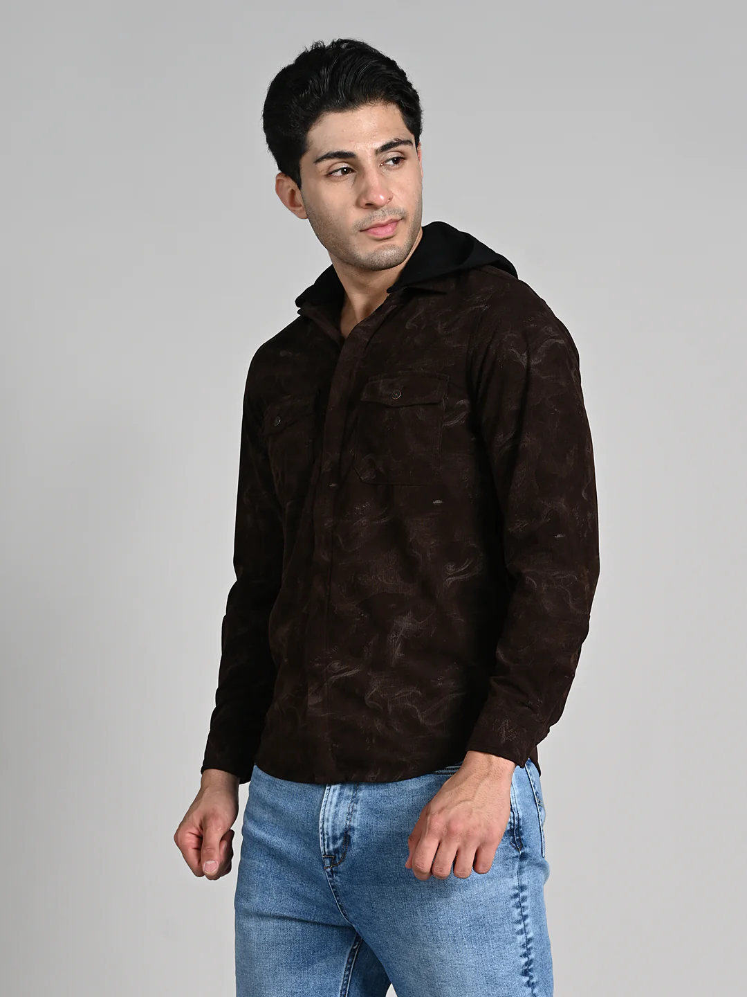 Men's Coffee Printed Straight Fit Shirts - Image 6