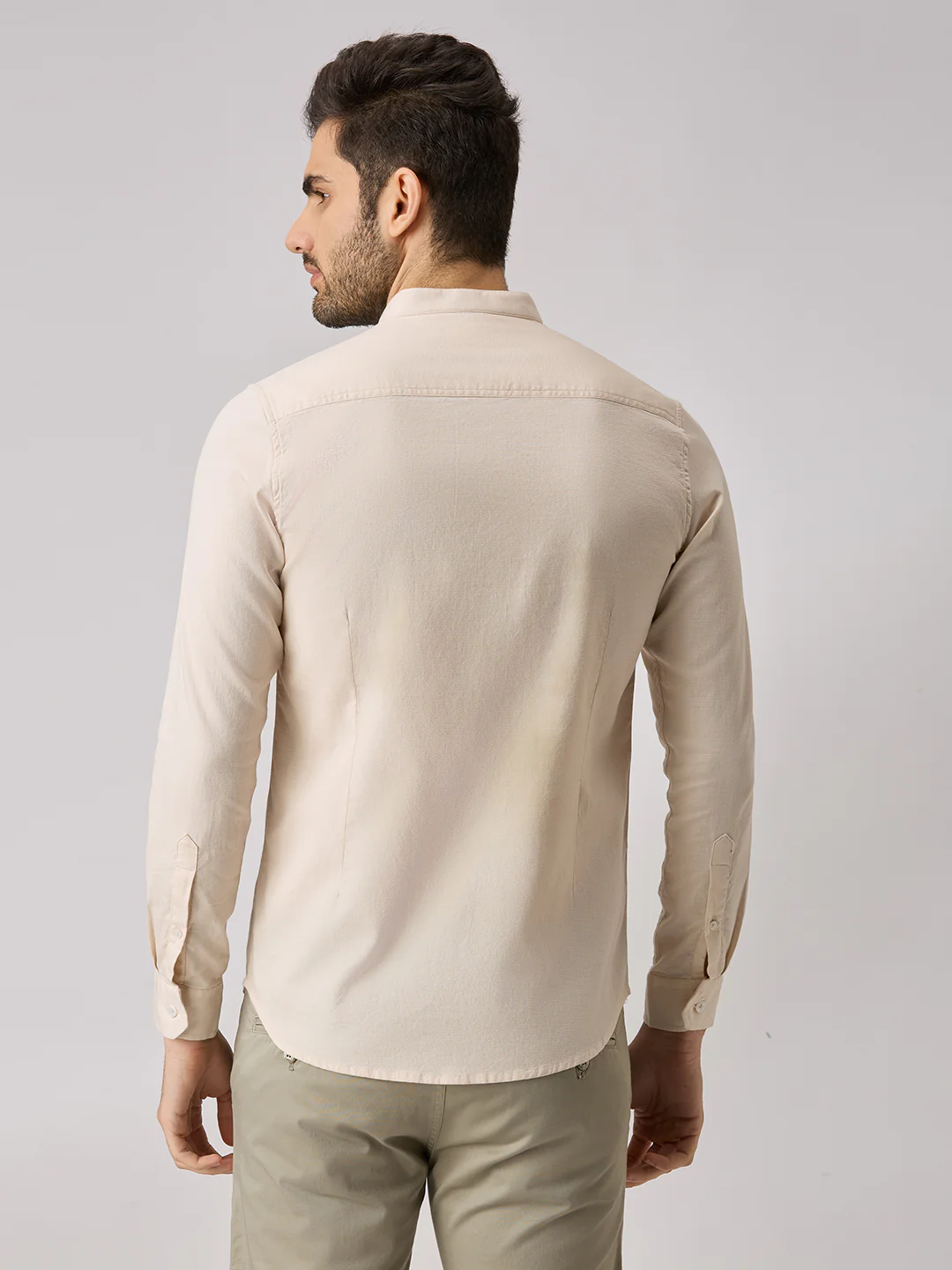 Men's Cream Printed Slim Fit Shirts - Image 6