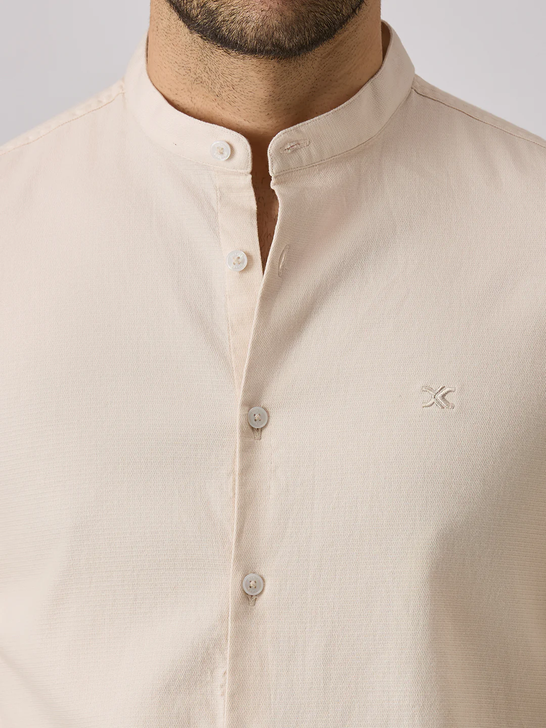 Men's Cream Printed Slim Fit Shirts - Image 7
