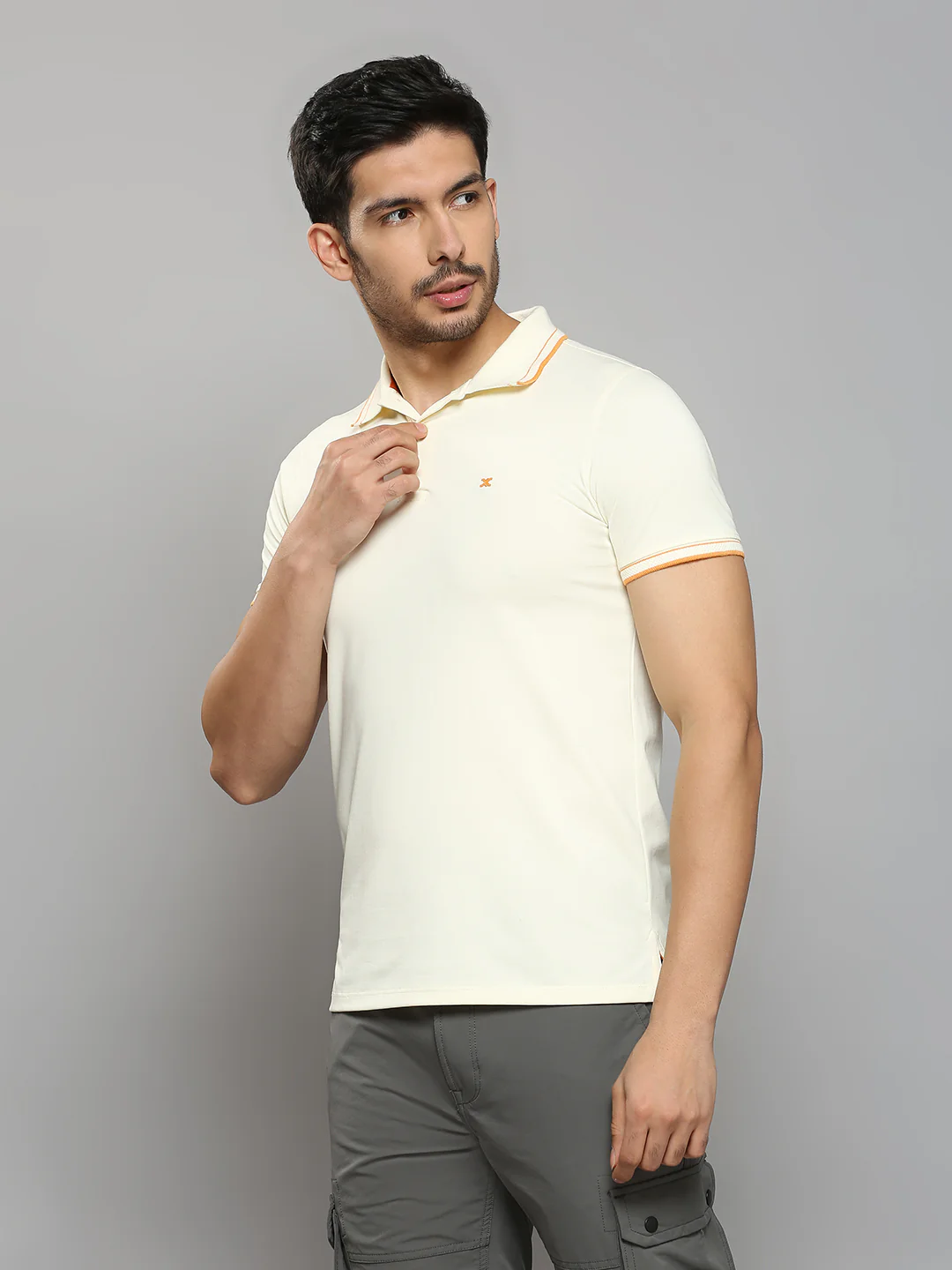 Men's Cream Printed Slim Fit T-Shirts - Image 2