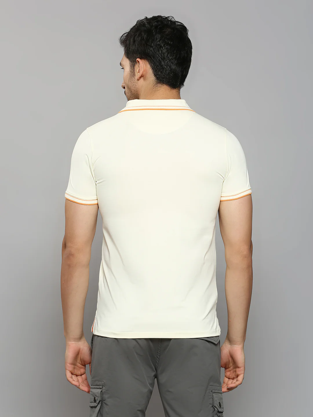 Men's Cream Printed Slim Fit T-Shirts - Image 4