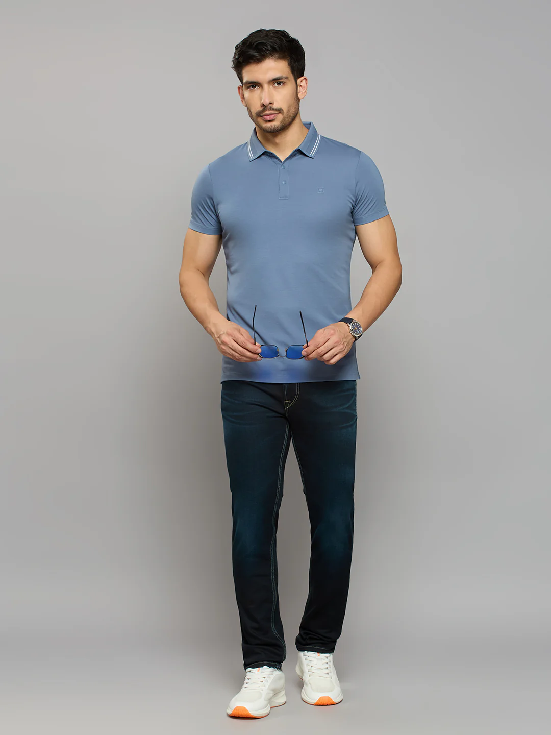 Men's Dark Blue Skinny Fit Jeans - Image 6