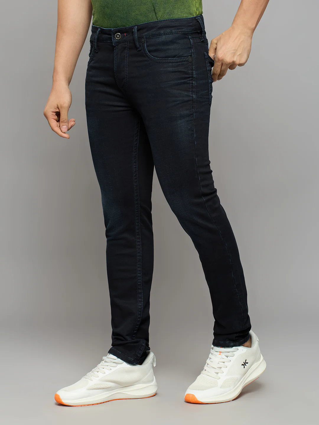 Men's Dark Blue Slim Fit Jeans - Image 2