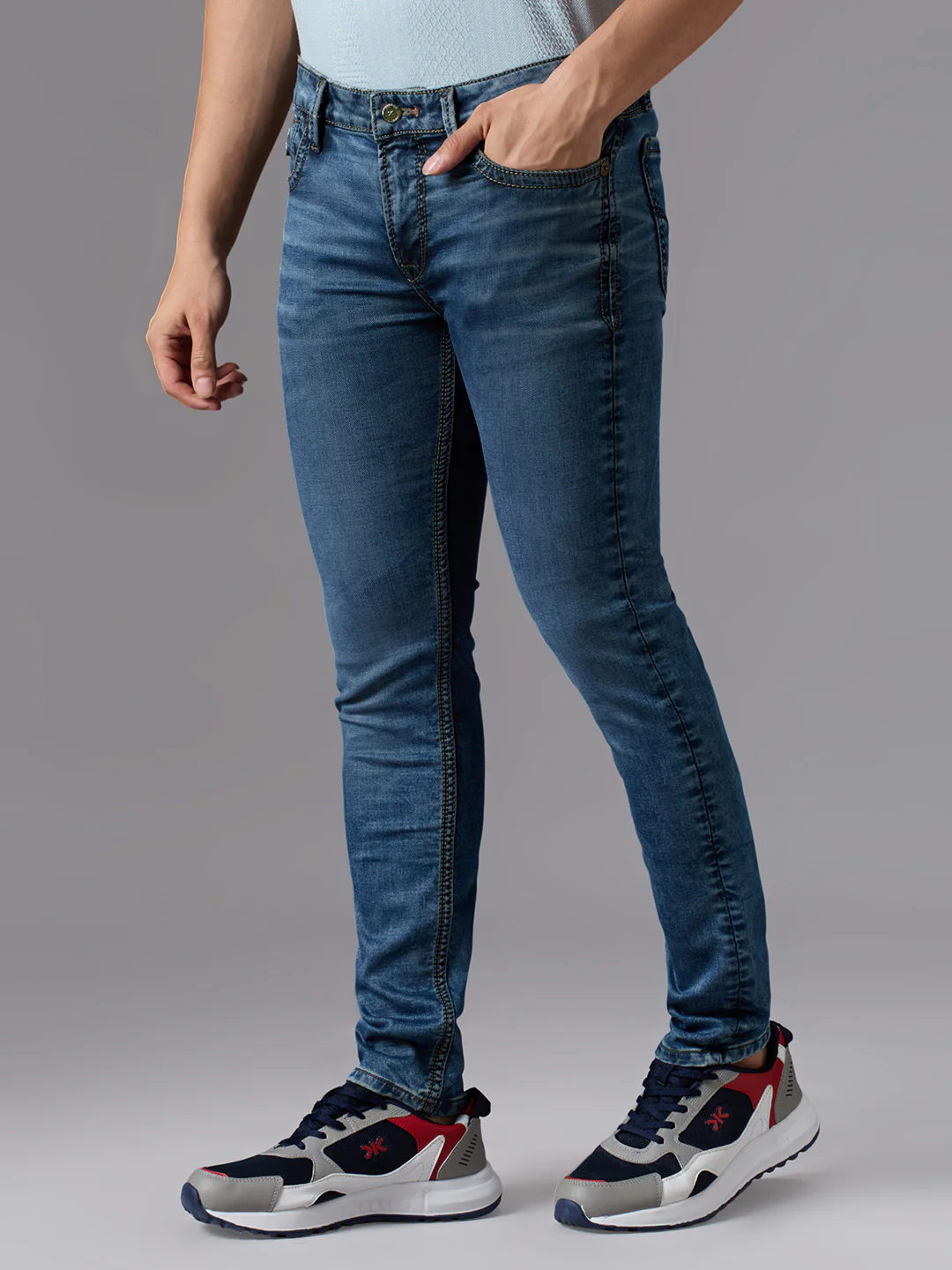Men's Dark Blue Slim Fit Jeans - Image 2