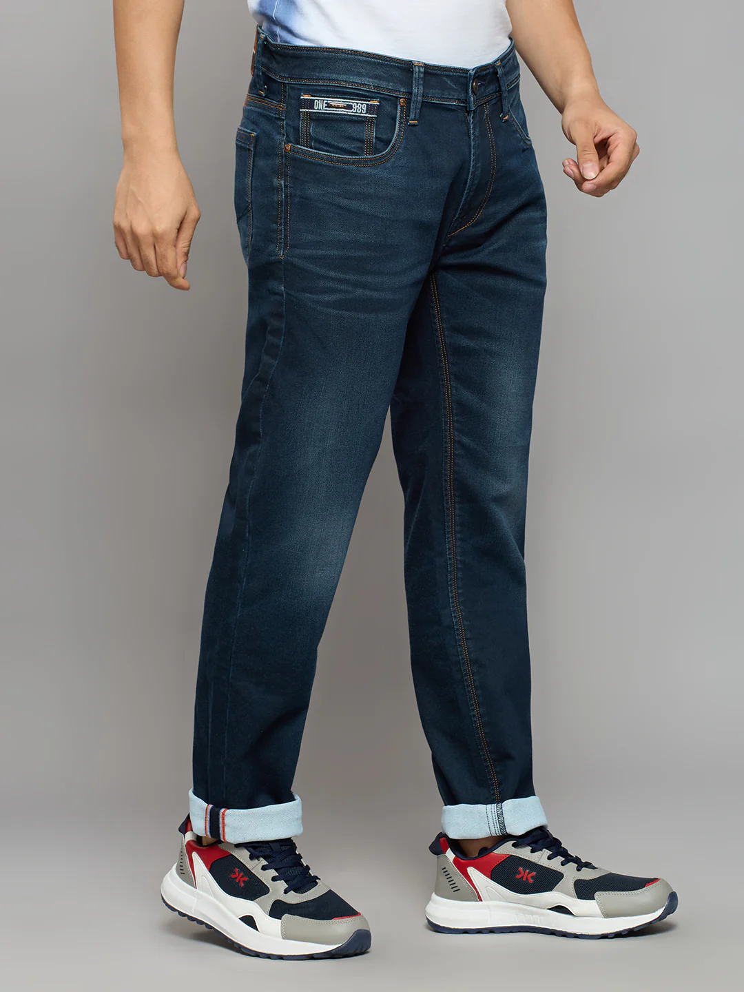 Men's Dark Blue Slim Fit Jeans - Image 3