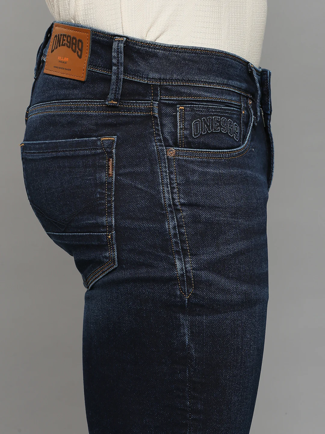 Men's Dark Blue Slim Fit Jeans - Image 5