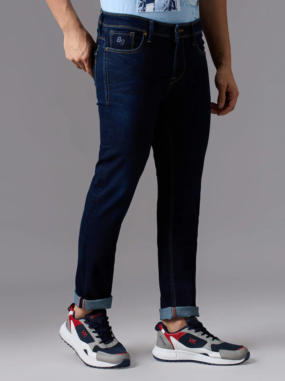 Men's Dark Blue Slim Fit Jeans - Image 3
