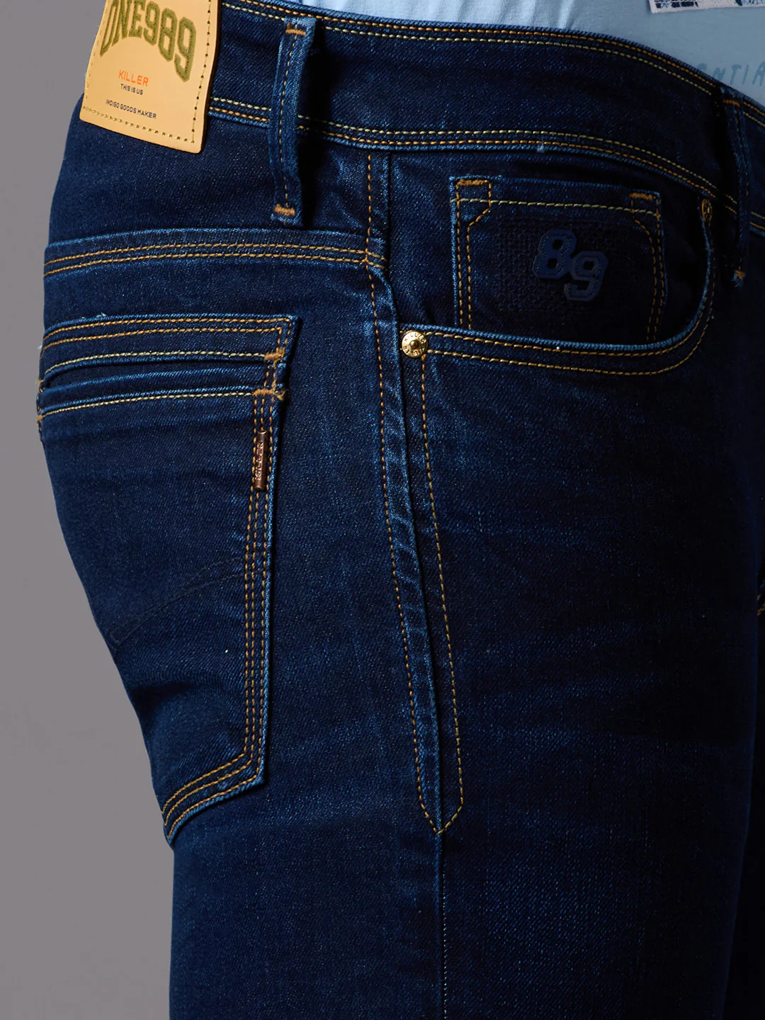 Men's Dark Blue Slim Fit Jeans - Image 5