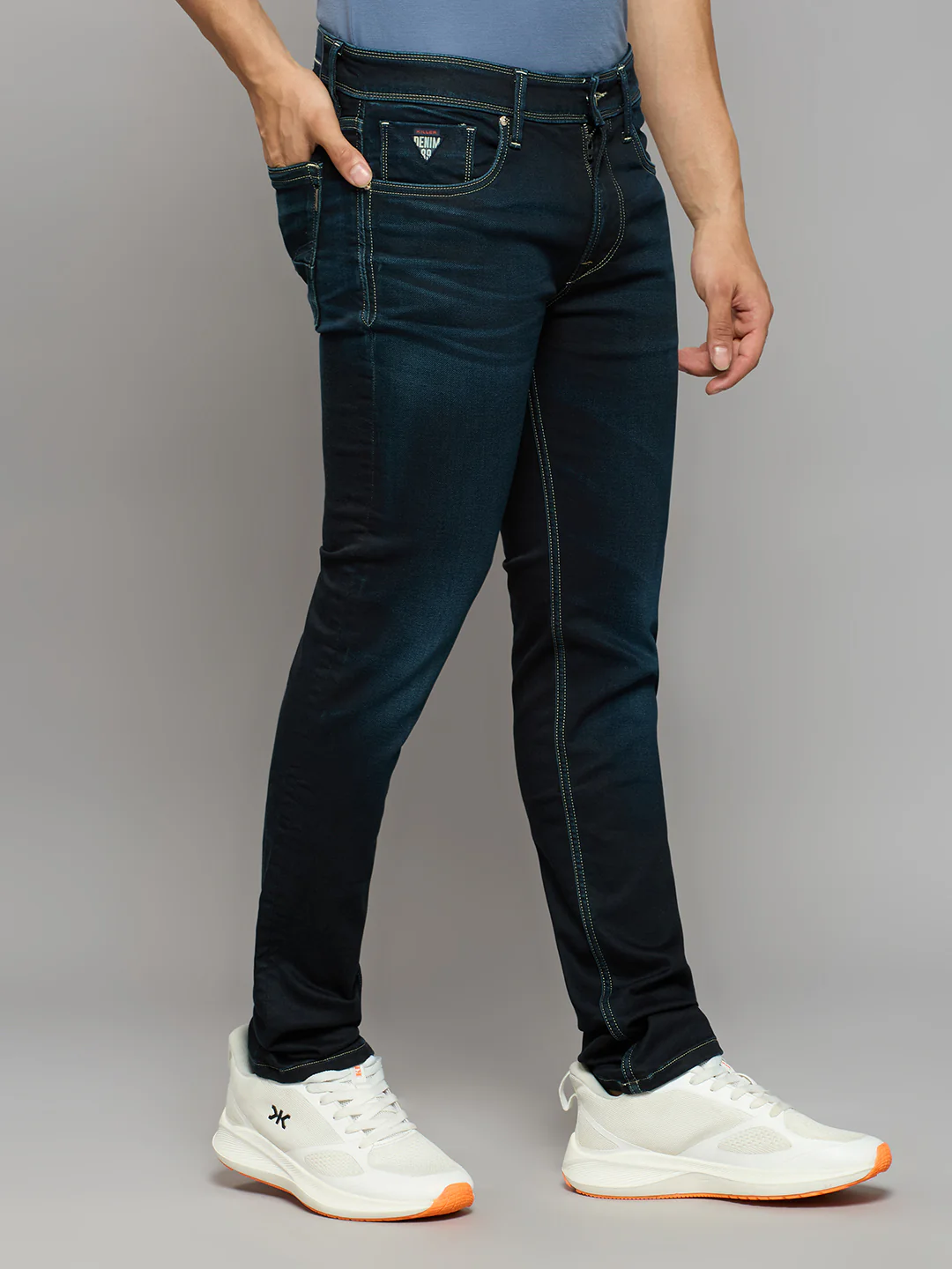 Men's Dark Blue Slim Fit Jeans - Image 3