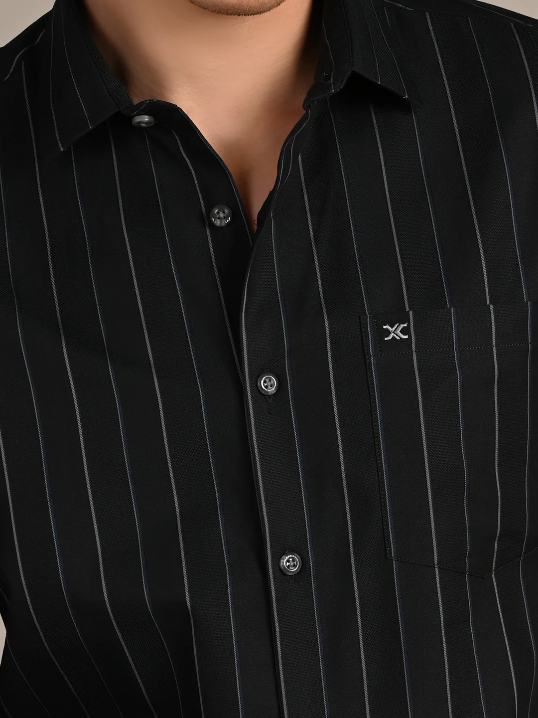 Men's Dark Green Stripe Slim Fit Shirts - Image 8