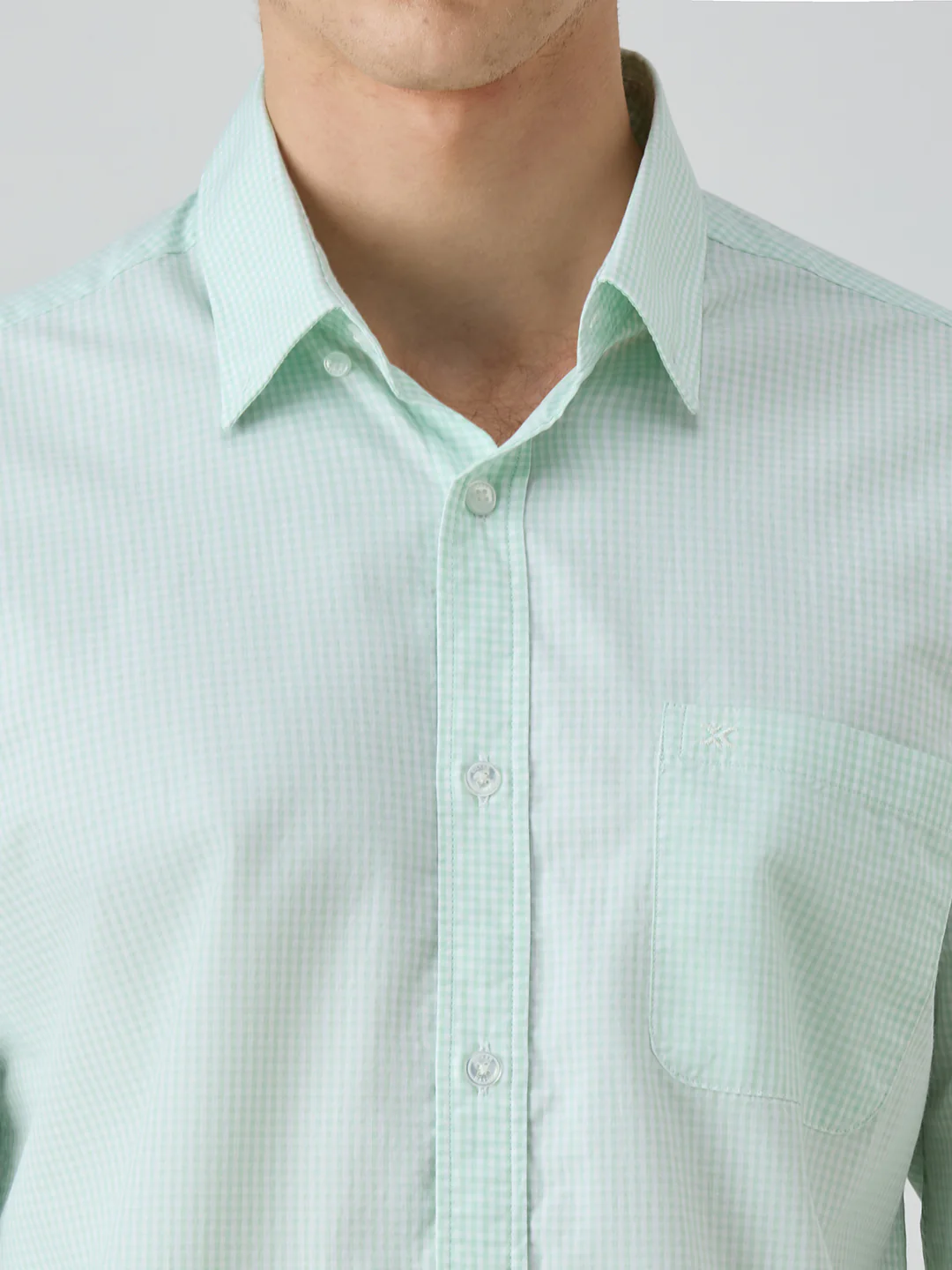 Men's Green Checks Slim Fit Shirts - Image 7